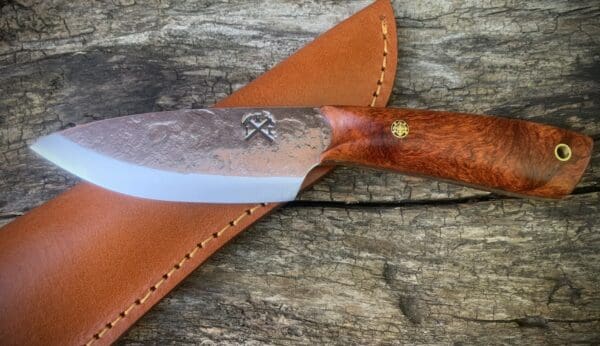 Custom Hand Forged Skinning Knife with Amboyna Burl Handle