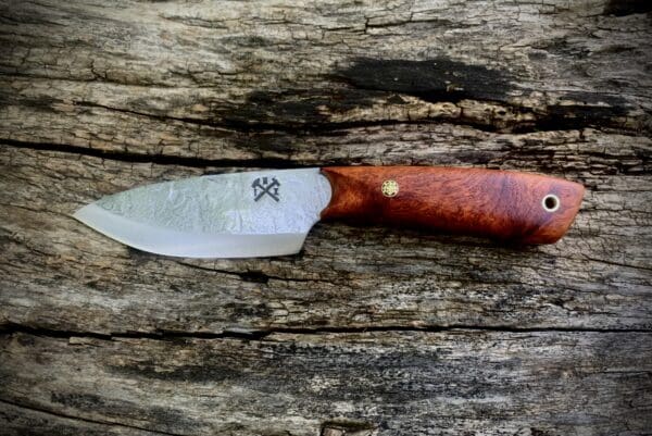 Custom Hand Forged Skinning Knife with Amboyna Burl Handle