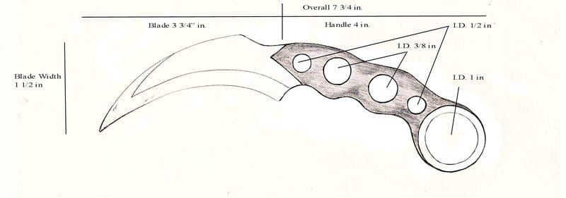 A drawing of a pair of scissors with the handle extended.