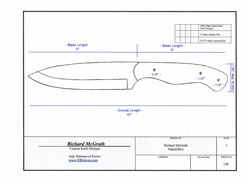 A drawing of a knife on top of paper.