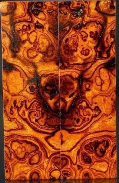 A painting of a demon face on fire.