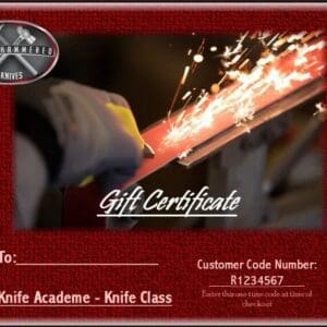 A gift certificate for knife academy