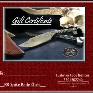 A gift certificate for a knife class.