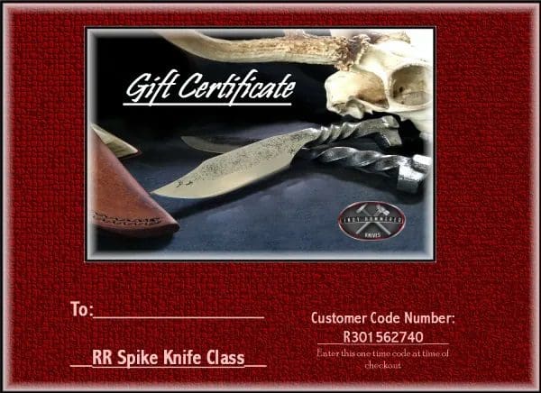 A gift certificate for a knife class.